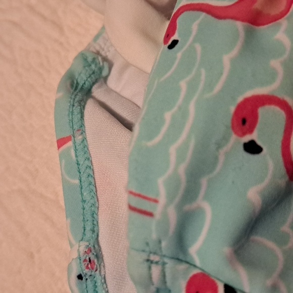 Janie and Jack girls size 12-18 1 piece flamingo ruched swim suit - Picture 2 of 7